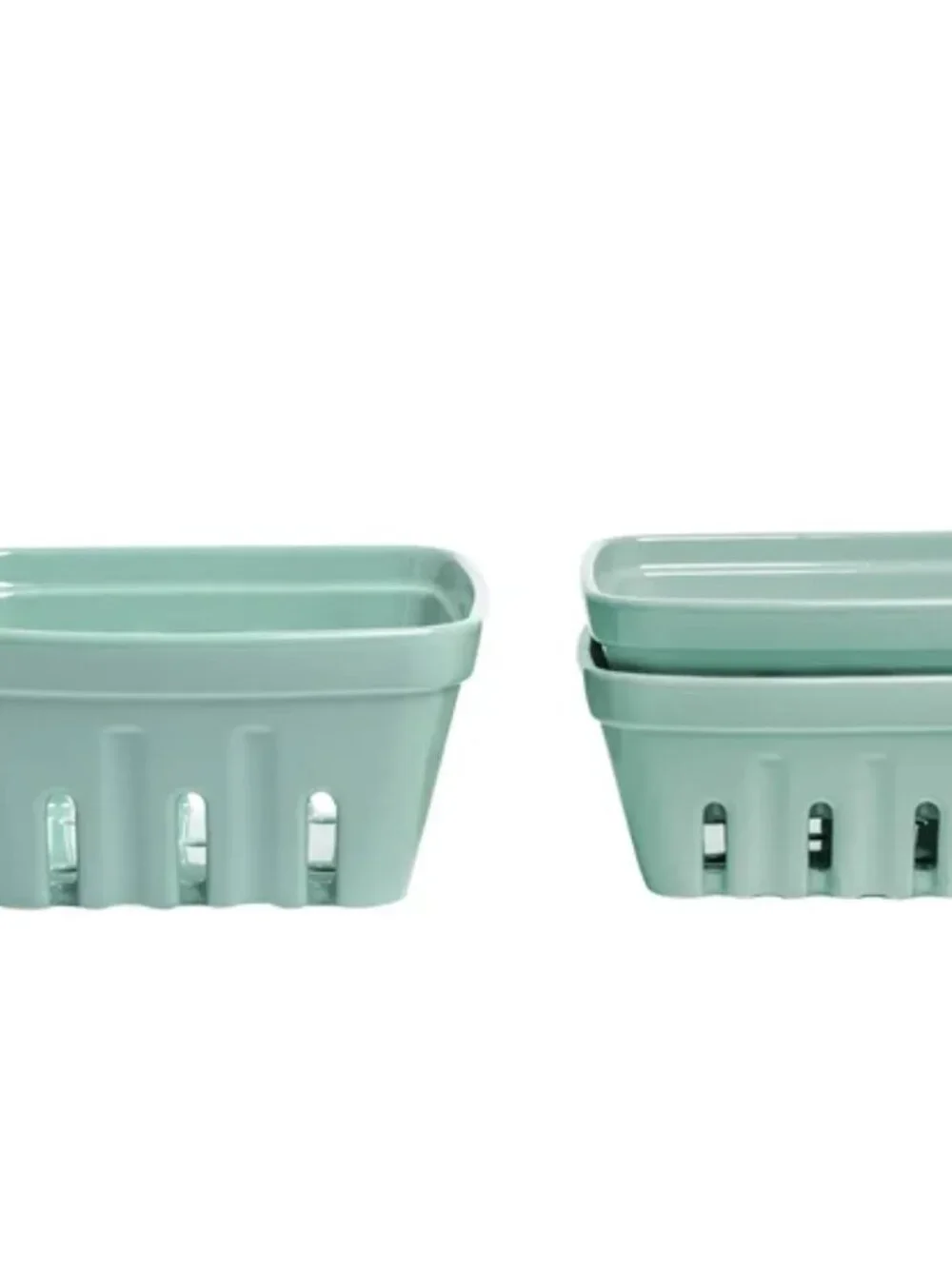 Over & Back 3-piece Multipurpose Berry Baskets, Stoneware Dishwasher Micro Green
